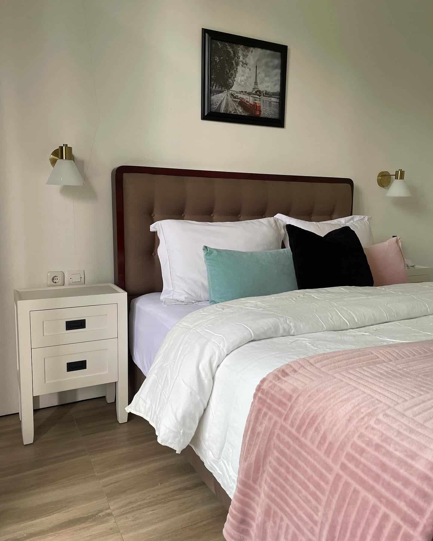 18. Classic Neutral Bedroom with Soft Pastel Accents - simple bedroom ideas