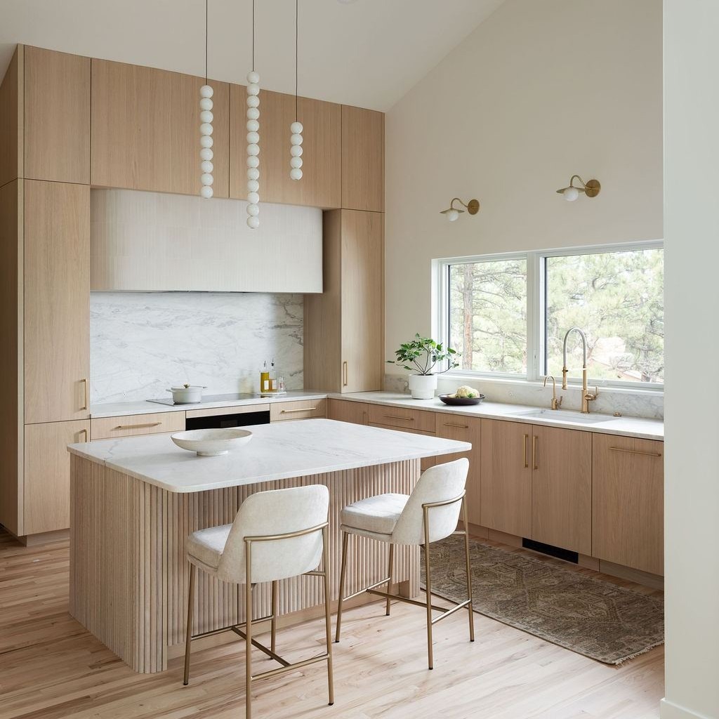 13. Light Wood and White Countertop Kitchen with Soft Contemporary Style - white countertop kitchen ideas