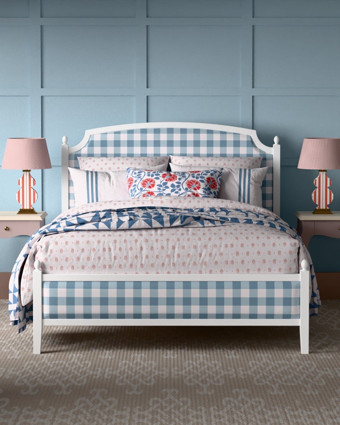 5. Playful Blue and Pink Cottage-Inspired Bedroom - small guest bedroom ideas