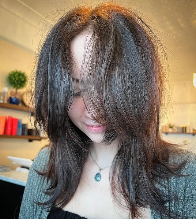 22. Ash Brown Layered Shag with Long Curtain Fringe - Layered Shaggy Hairstyles