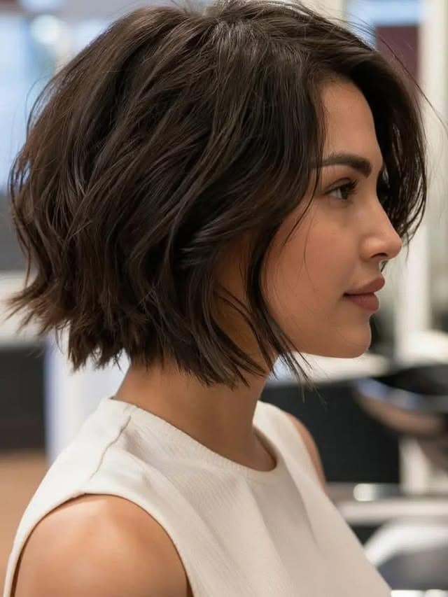 1. Textured Brunette Wispy Bob - Wispy Bob Hairstyles
