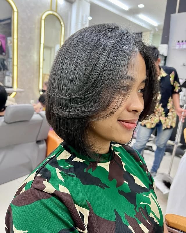 3. Soft Layered Charcoal Wispy Bob - Wispy Bob Hairstyles