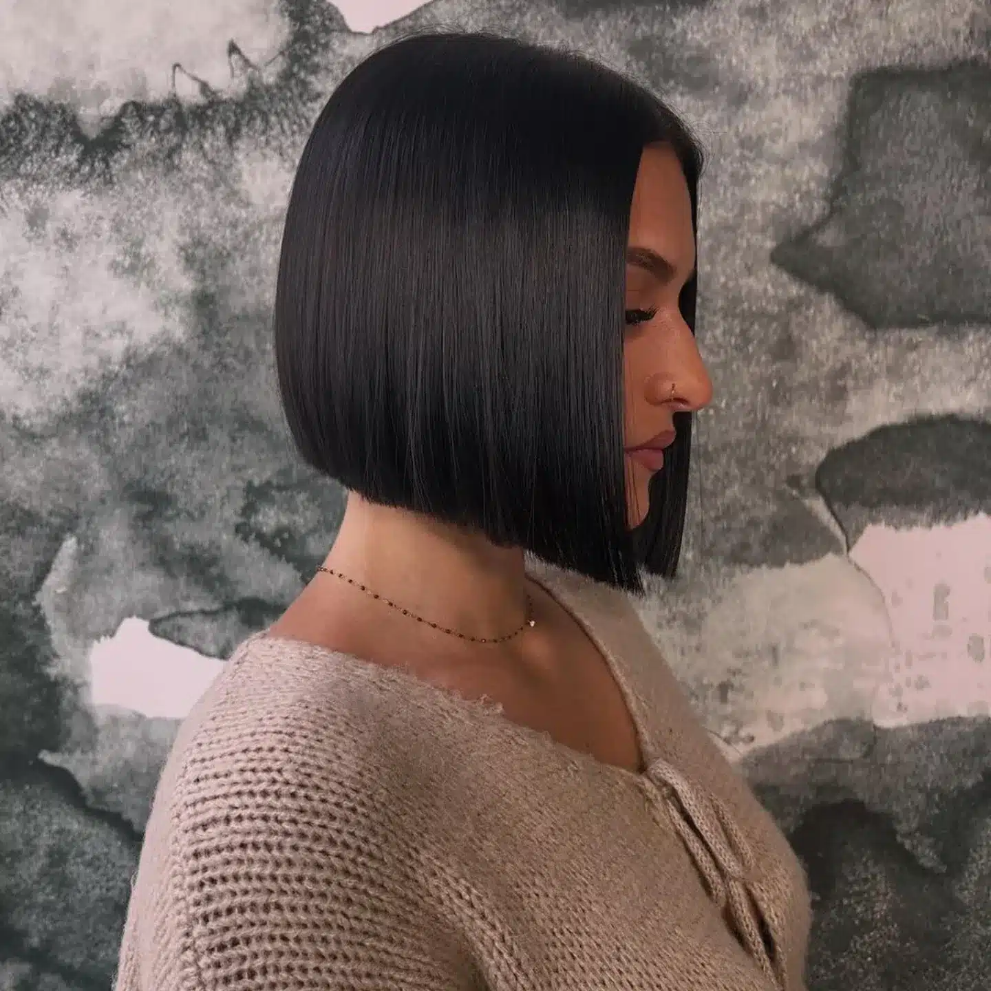 13. Sleek Jet Black Precision Wispy Bob - Wispy Bob Hairstyles