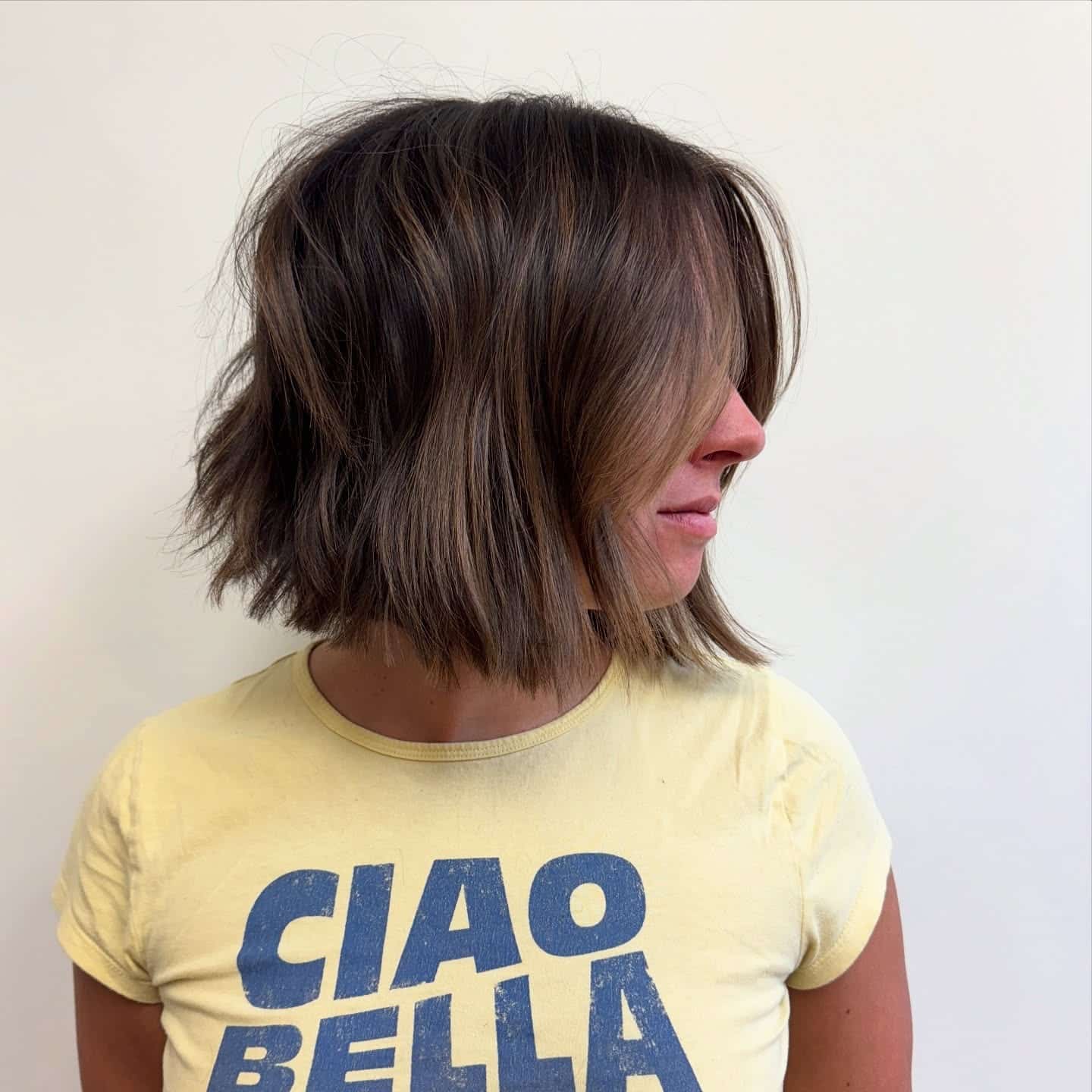 17. Textured Mocha Brown Wispy Bob with Curtain Fringe - Wispy Bob Hairstyles