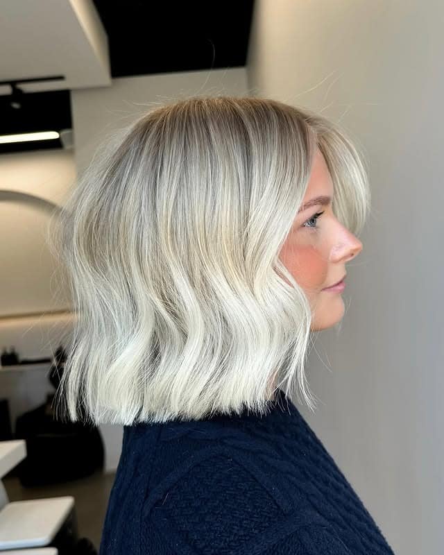 19. Icy Platinum Wavy Wispy Bob - Wispy Bob Hairstyles