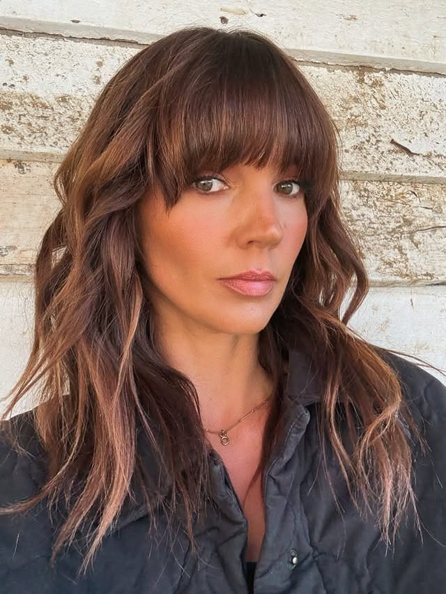 3. Chestnut Layered Shag with Full Fringe - Short Shaggy And Wispy Haircuts