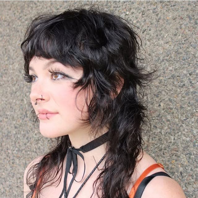 7. Jet Black Shag Mullet with Soft Fringe - Short Shaggy And Wispy Haircuts