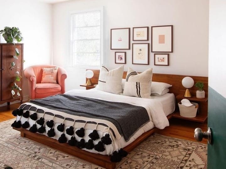 5. Minimal Eclectic Bedroom with Soft Neutrals and Black Accents - eclectic bedroom ideas