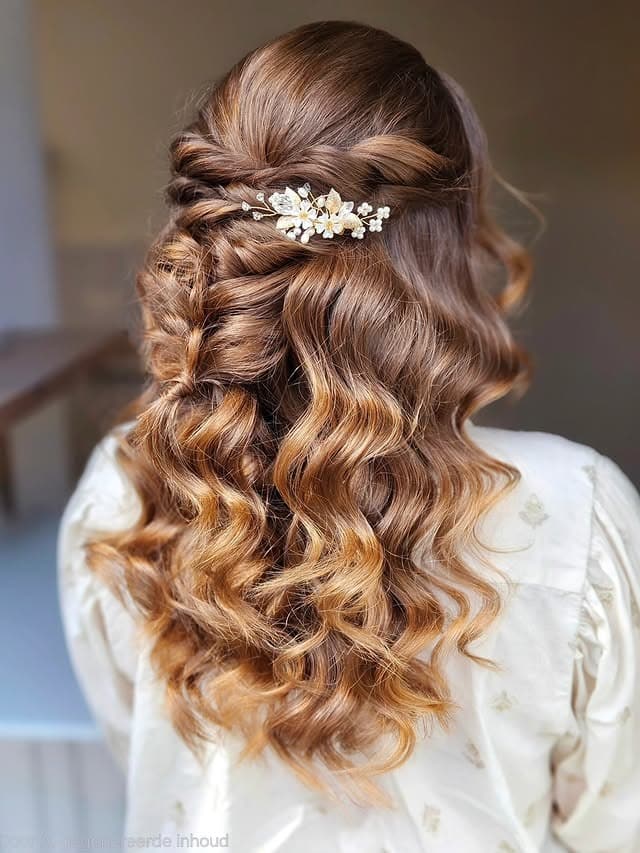 1. Twisted Half-Up Waves in Honey Brunette - Boho Hairstyles