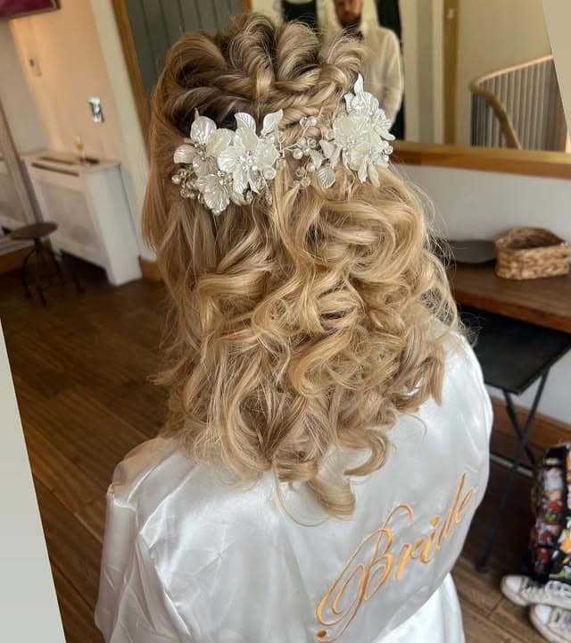 5. Floral Braided Half-Up in Golden Blonde - Boho Hairstyles