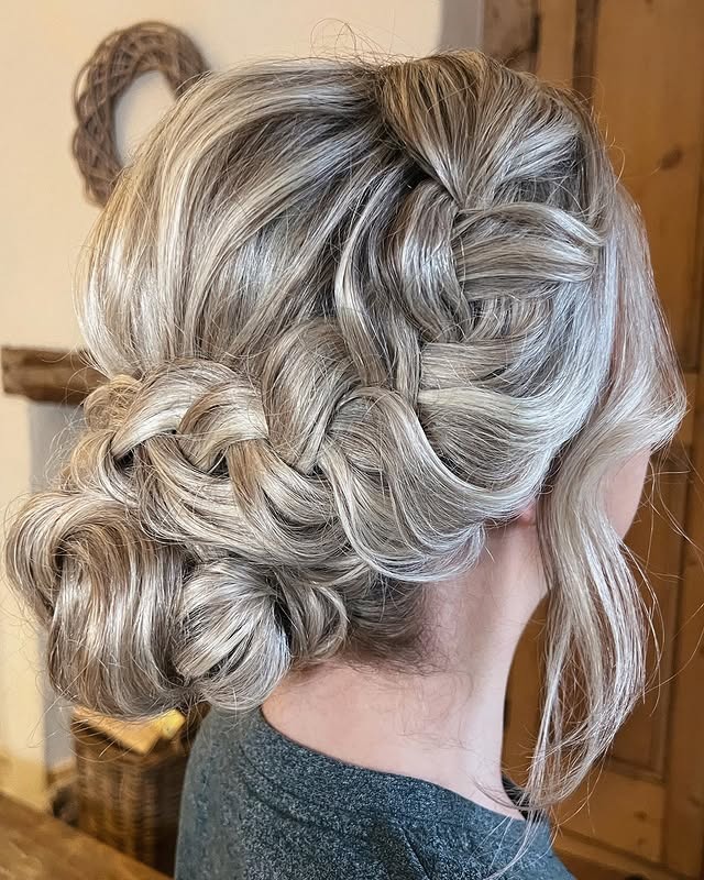 6. Braided Low Bun in Cool Ash Blonde - Boho Hairstyles