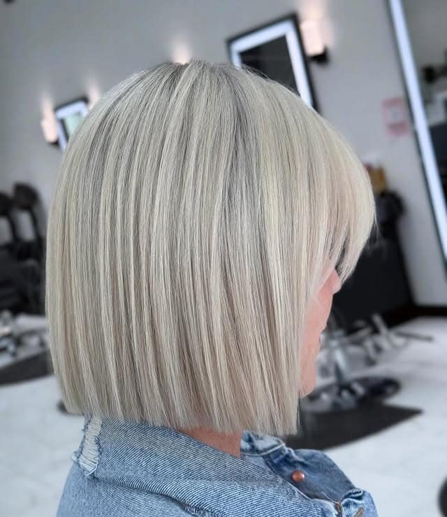 7. Icy Platinum Blunt Bob with Fringe - Blunt Cut Bob