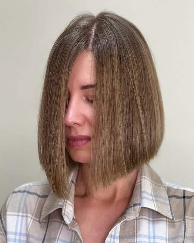 9. Dimensional Beige Blunt Bob - Blunt Cut Bob