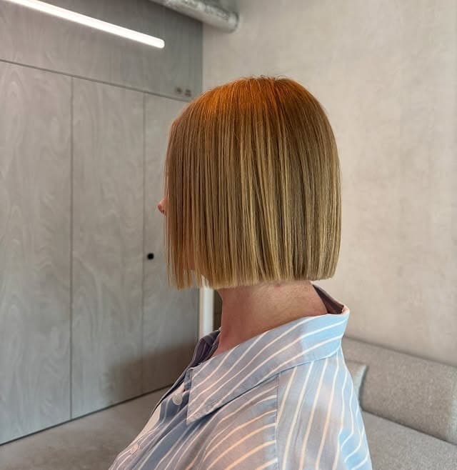 12. Warm Copper Blonde Precision Blunt Bob - Blunt Cut Bob
