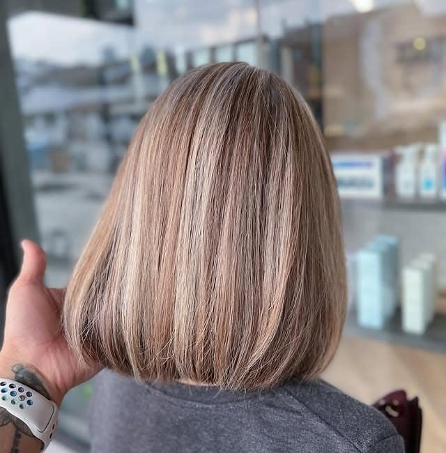 16. Cool Mushroom Blonde Blunt Bob Back View - Blunt Cut Bob