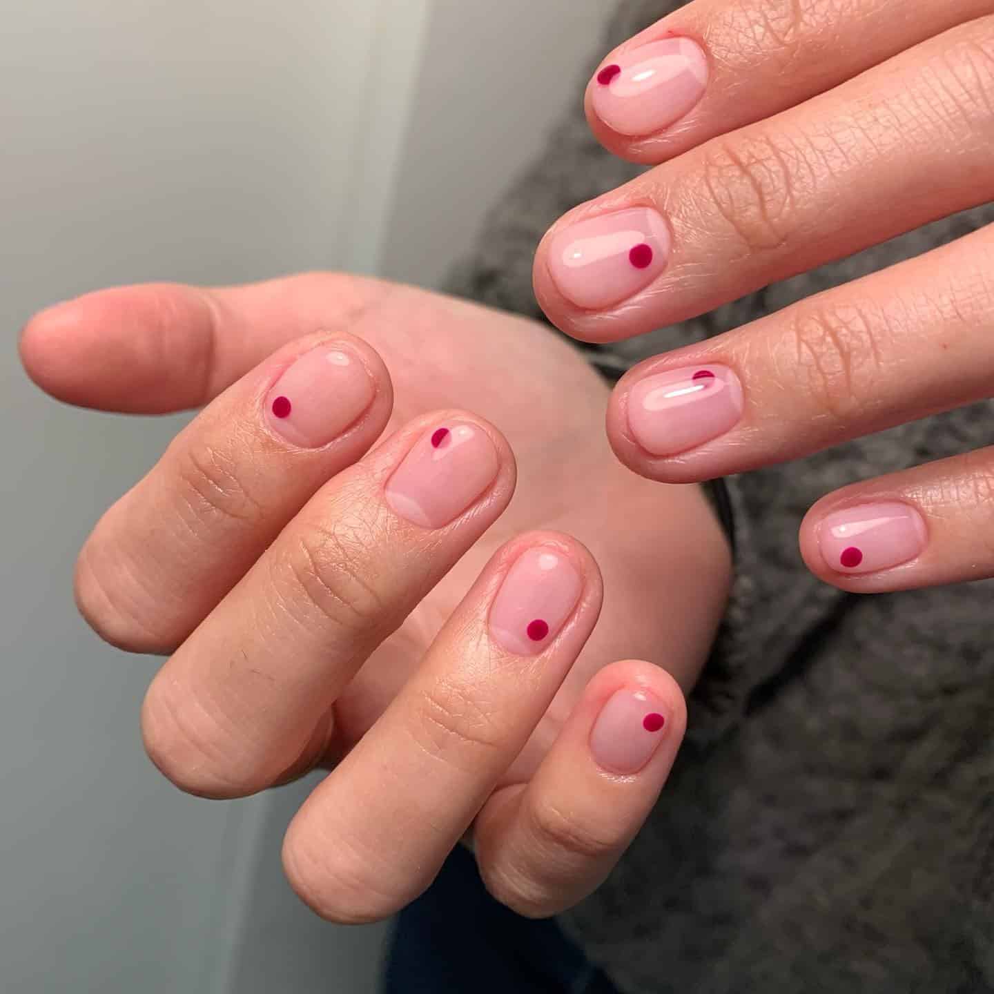 1. Sheer Pink Micro Dot Nails - easy nail ideas