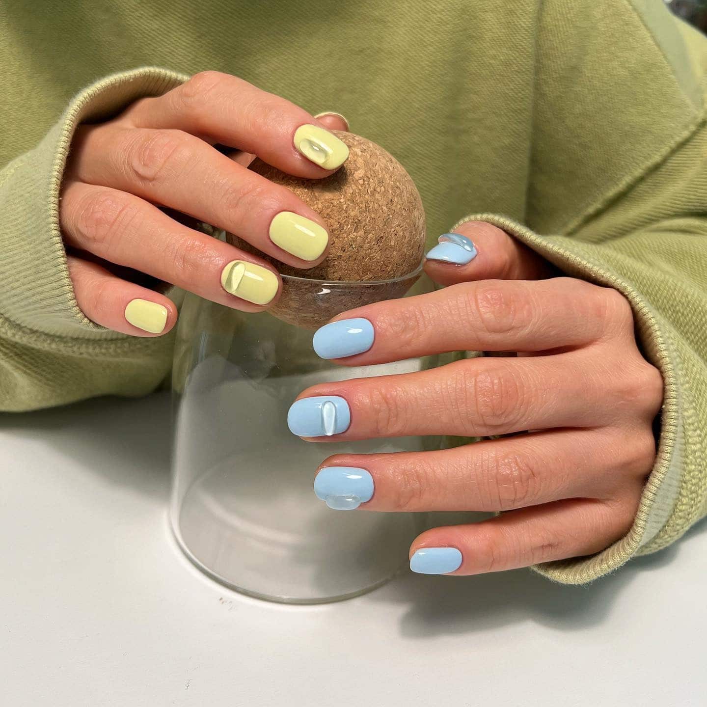 2. Pastel Color Block Gloss Nails - easy nail ideas
