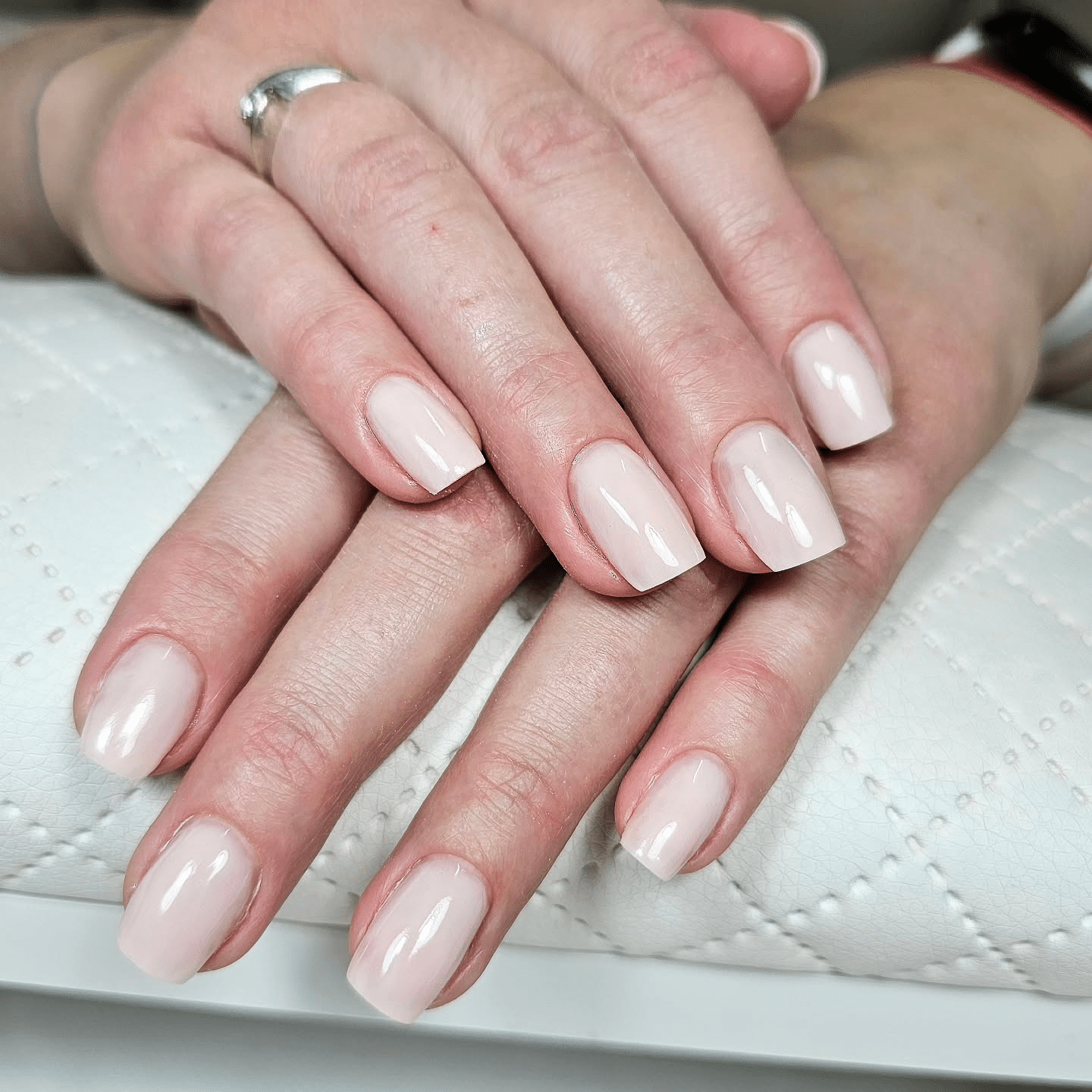 5. Creamy Nude Square Nails - easy nail ideas