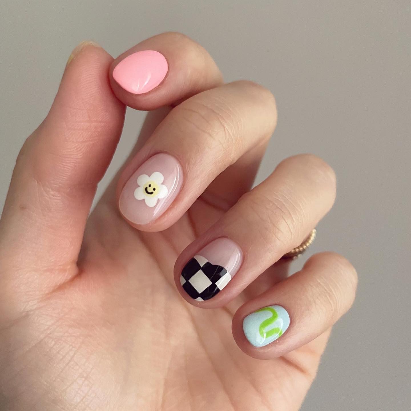 21. Playful Mixed Art Pastel Nails - easy nail ideas