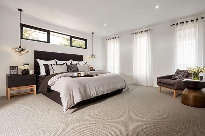 16. Bright White and Grey Open Concept Bedroom - black, white and grey bedroom ideas