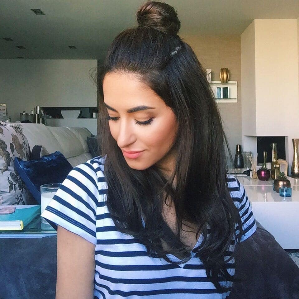 21. Soft Brunette Half-Up Top Knot with Natural Lengths - Top Knot Hairstyles