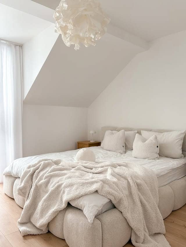 9. Light-Filled Attic Bedroom with Soft Layering - aesthetic bedroom ideas