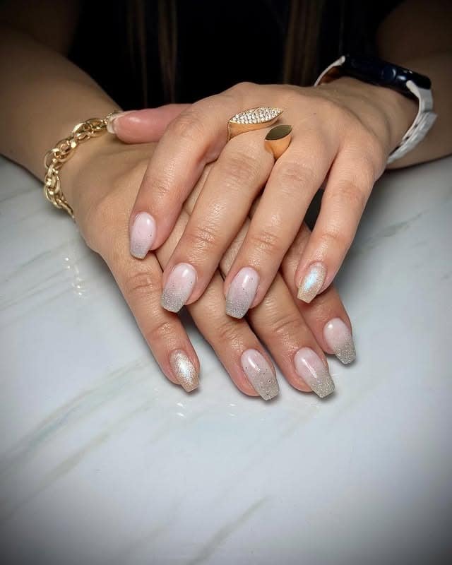 9. Frosted Ombré Square Nails with Silver Tips - ice nail ideas