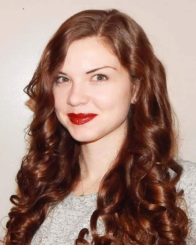 14. Deep Auburn Glossy Barrel Curls - Vintage Curls Hairstyles