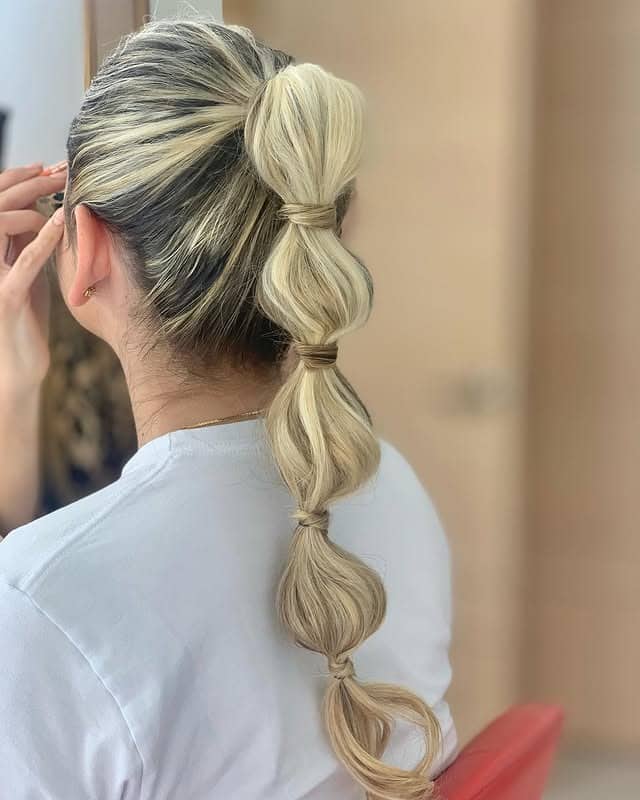 1. Icy Blonde Bubble Ponytail - Bubble Ponytail