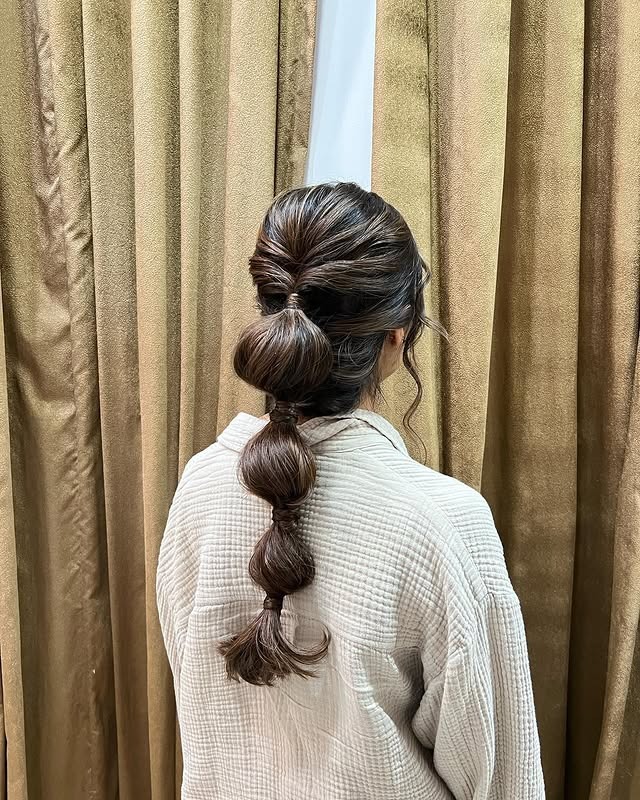 2. Espresso Brunette Bubble Ponytail - Bubble Ponytail