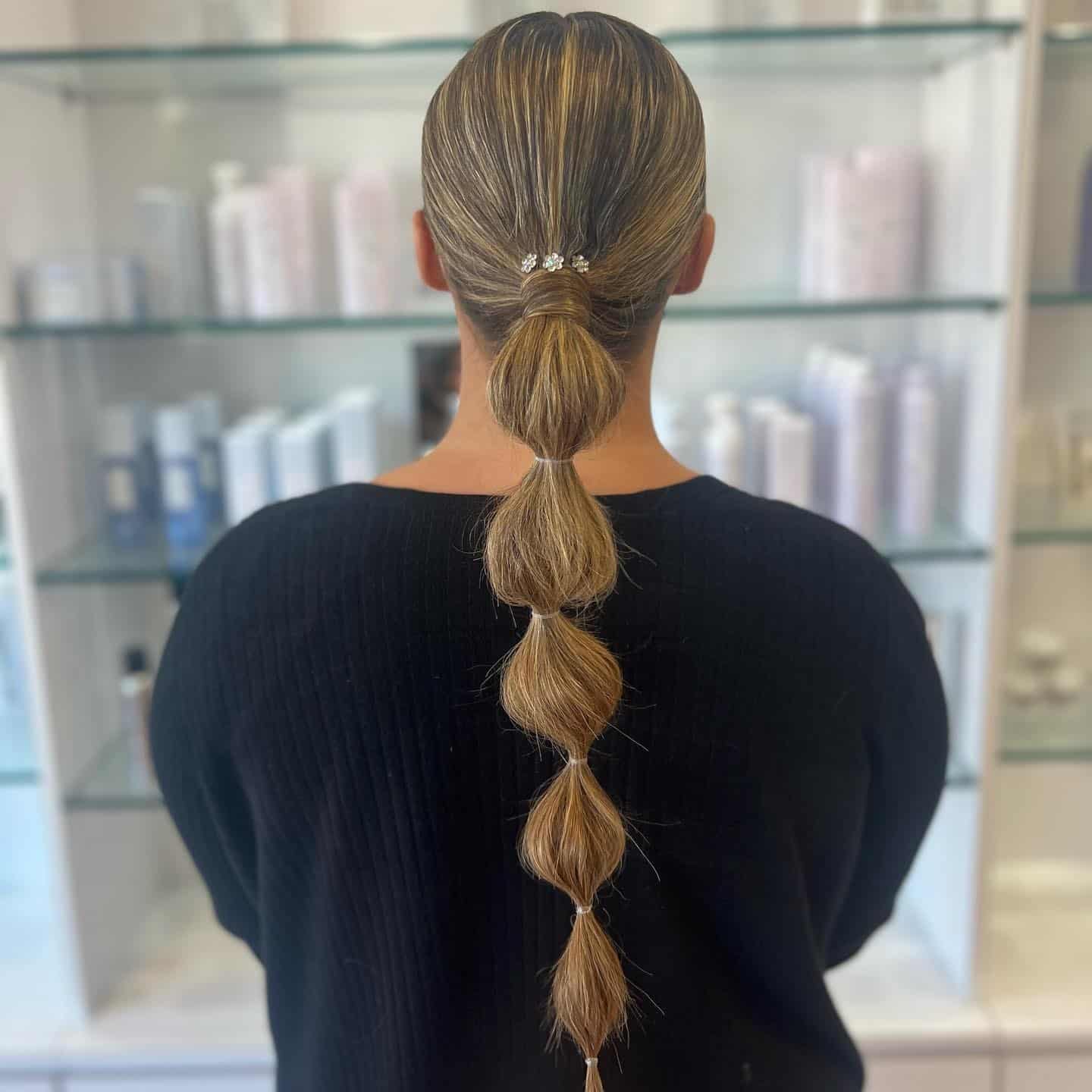 10. Golden Bronde Bubble Ponytail - Bubble Ponytail