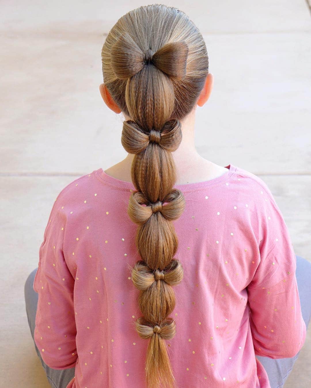 13. Light Brown Bow-Detail Bubble Ponytail - Bubble Ponytail