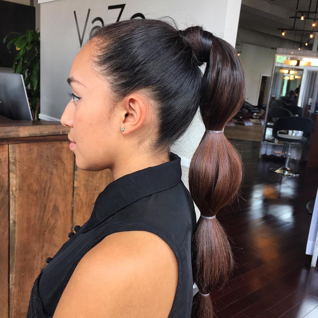 18. Dimensional Blonde High Bubble Ponytail - Bubble Ponytail