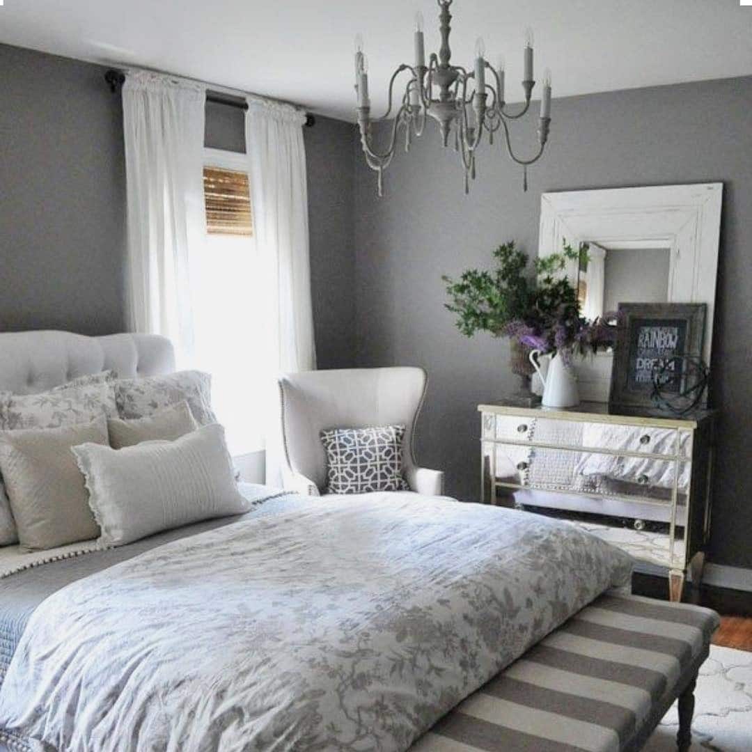 1. Soft Gray Elegance with Classic White Accents - gray bedroom ideas