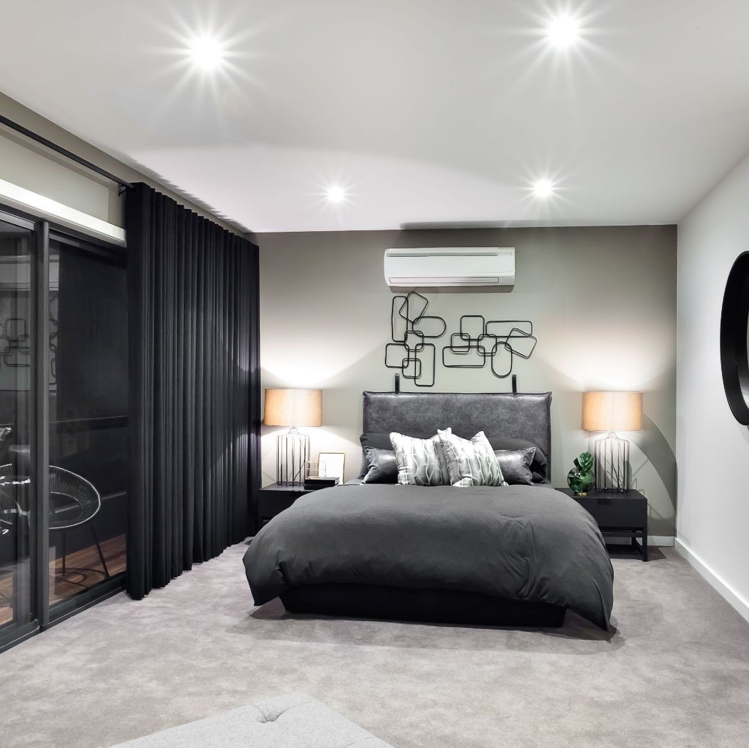 10. Moody Gray Bedroom with Layered Lighting - gray bedroom ideas