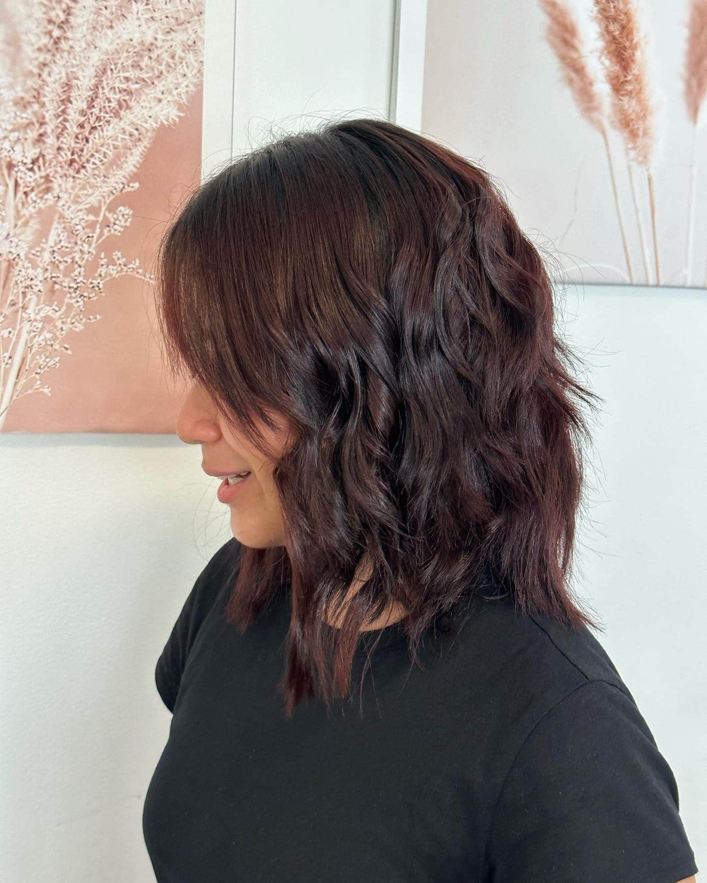 12. Rich Brunette Wavy Wolf Lob with Subtle Dimension - Short Wolf Haircut