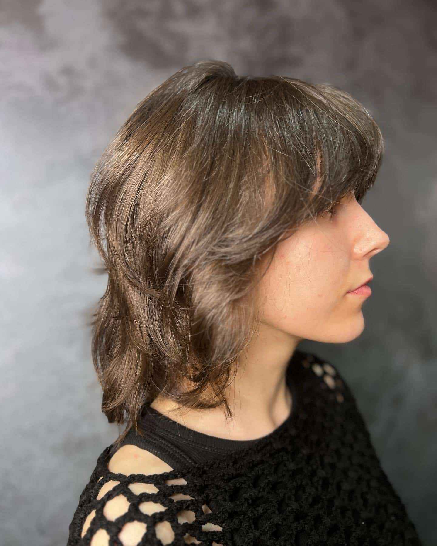 19. Ash Brown Medium Wolf Cut with Rounded Layers - Short Wolf Haircut