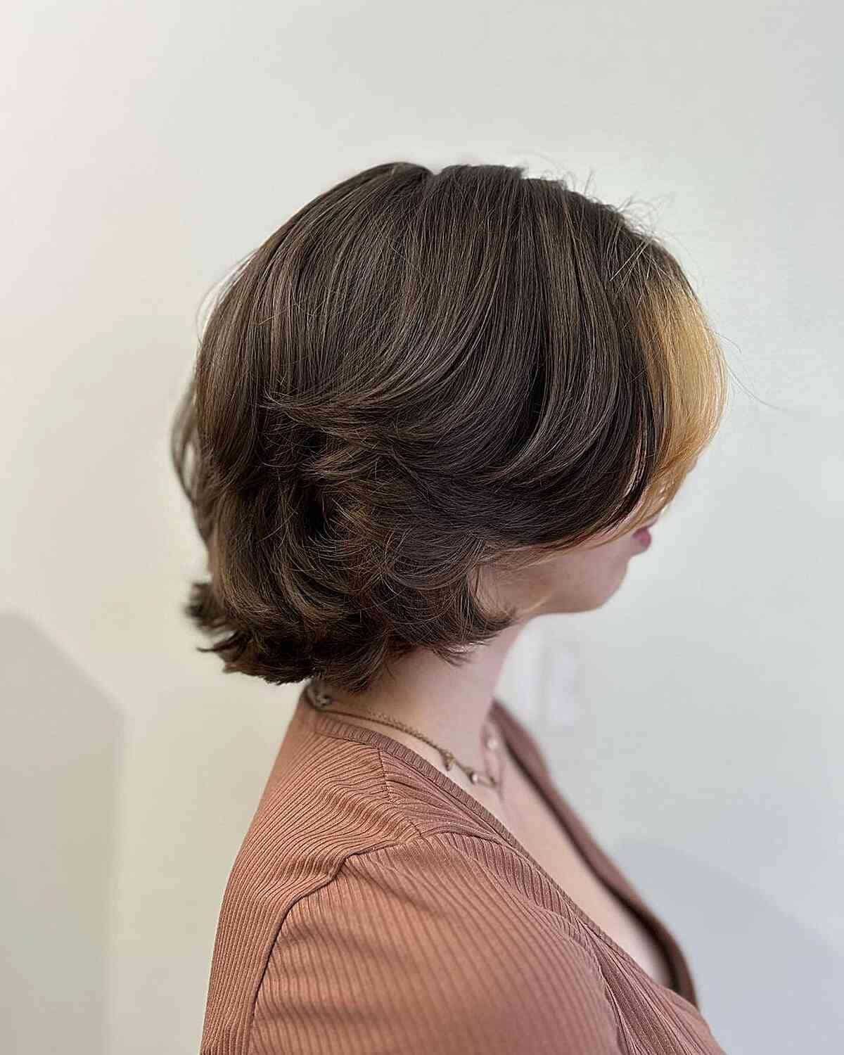 22. Warm Light Brown Feathered Wolf Bob with Face-Framing Panel - Short Wolf Haircut