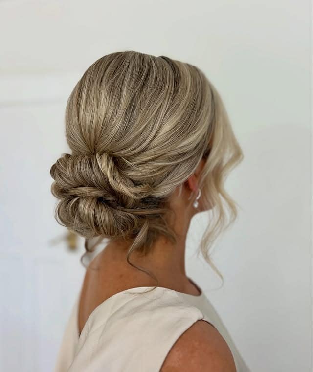 6. Deep Brunette Braided Messy Updo - Medium Length Hair Messy Updos