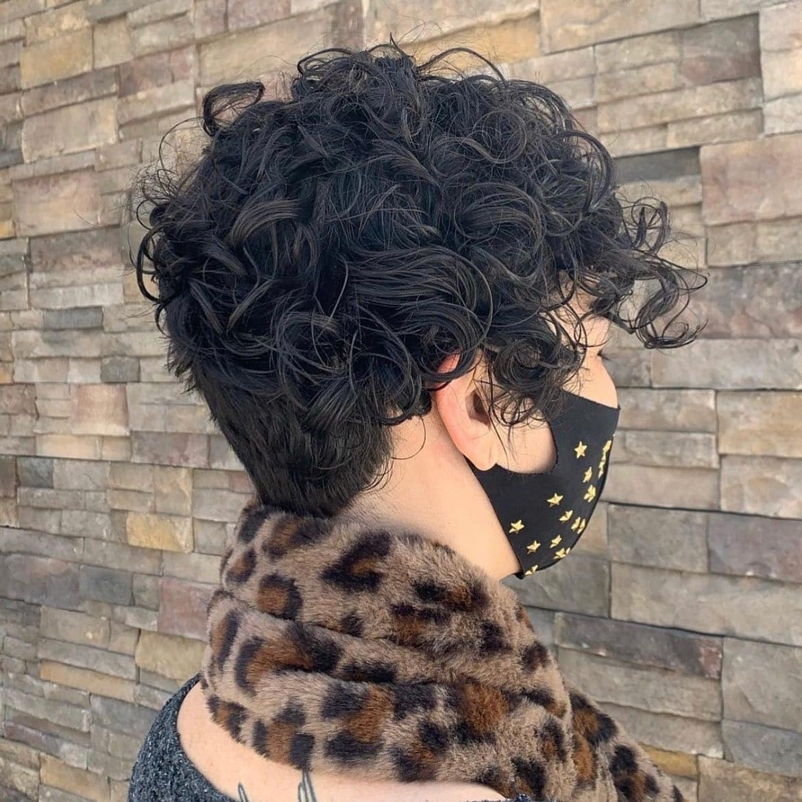 1. Soft Black Curly Pixie with Tapered Nape - Curly Pixie Cut