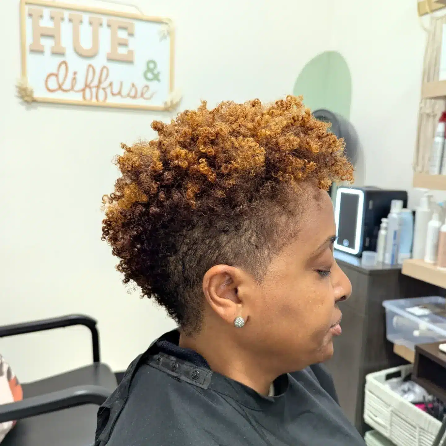 4. Golden Copper Curly Pixie with Undercut - Curly Pixie Cut