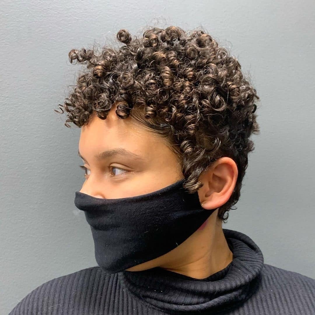 11. Chocolate Brown Micro Curly Pixie - Curly Pixie Cut