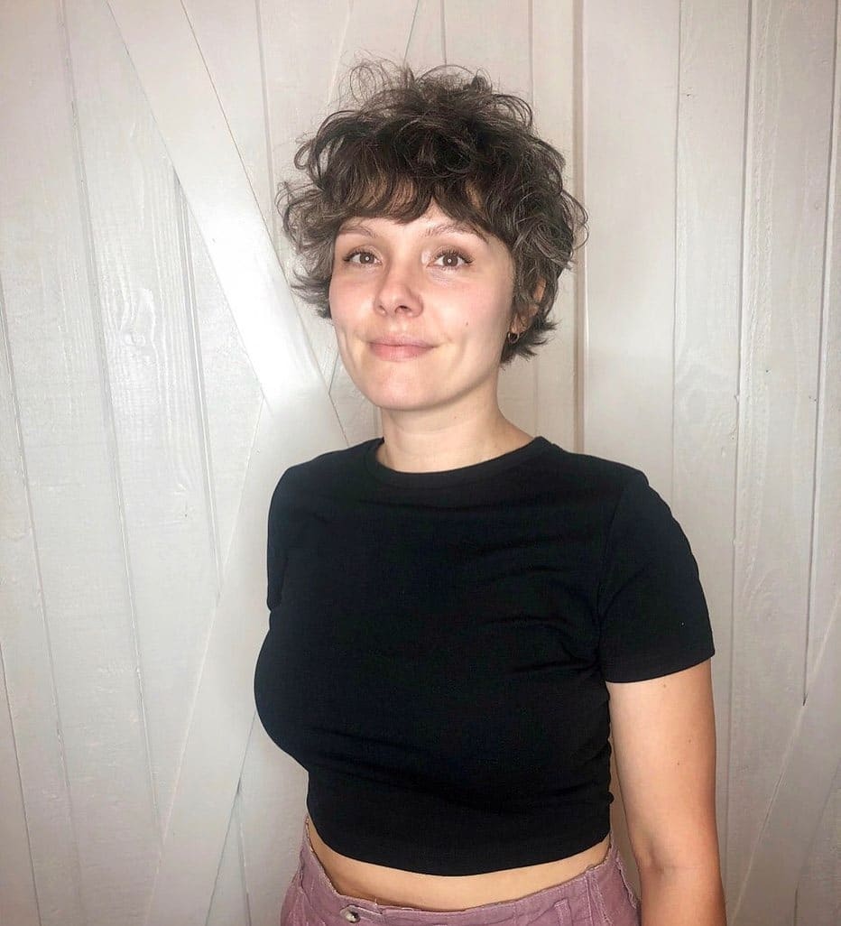 19. Espresso Curly Pixie with Soft Volume Layers - Curly Pixie Cut