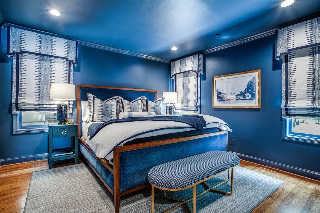 3. Classic Blue Bedroom with Tailored Symmetry - blue bedroom ideas