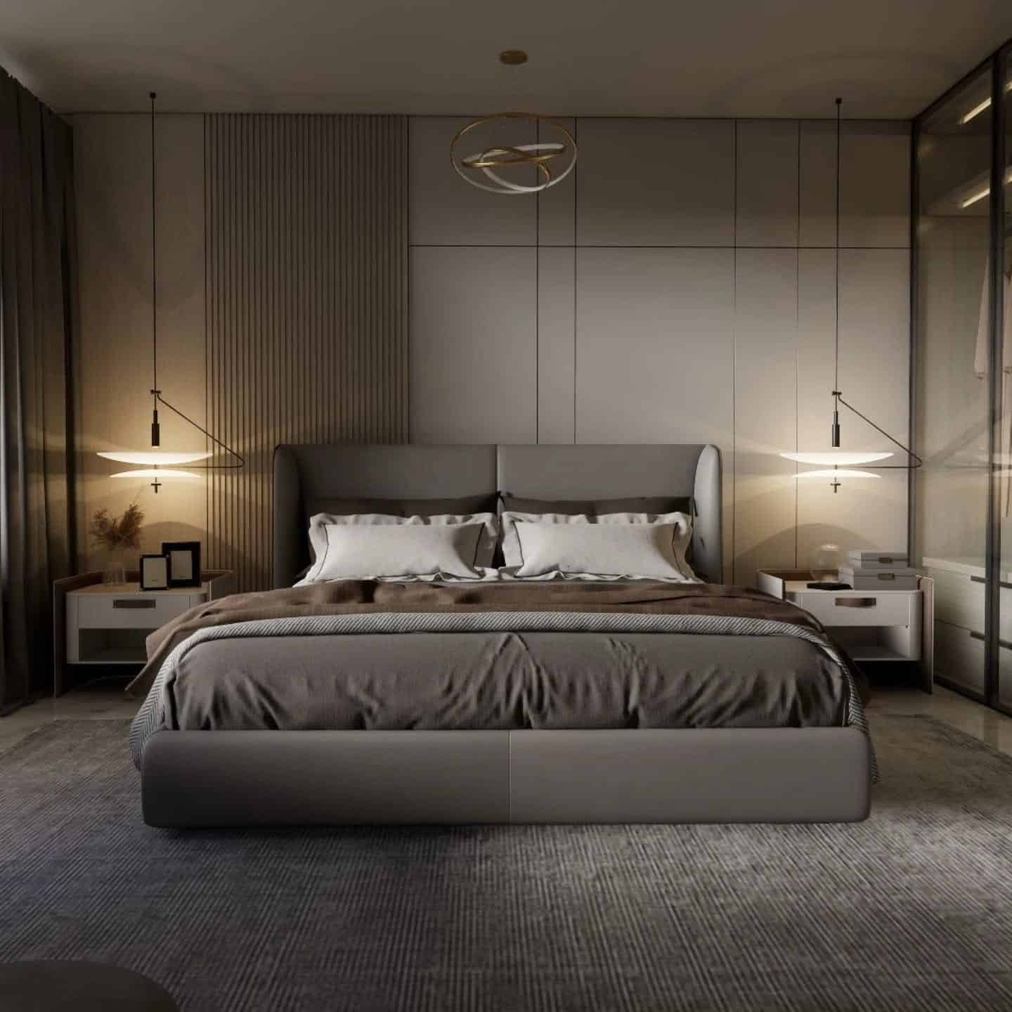 3. Minimal Taupe Bedroom with Soft Ambient Lighting - luxury bedroom ideas