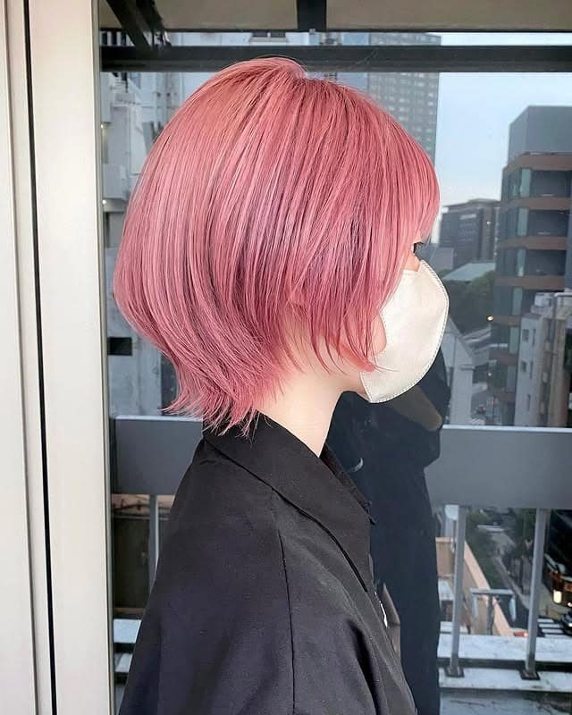 2. Dusty Rose Textured Wolf Bob - Short Wolf Cut