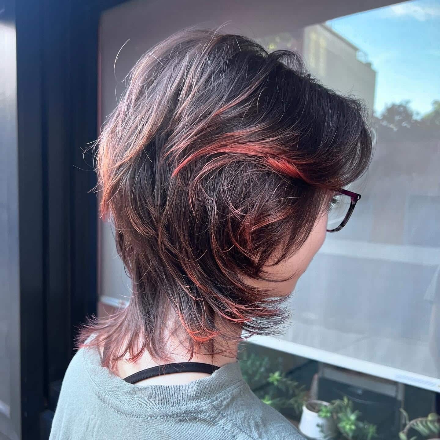 6. Auburn Highlighted Feathered Wolf Cut - Short Wolf Cut