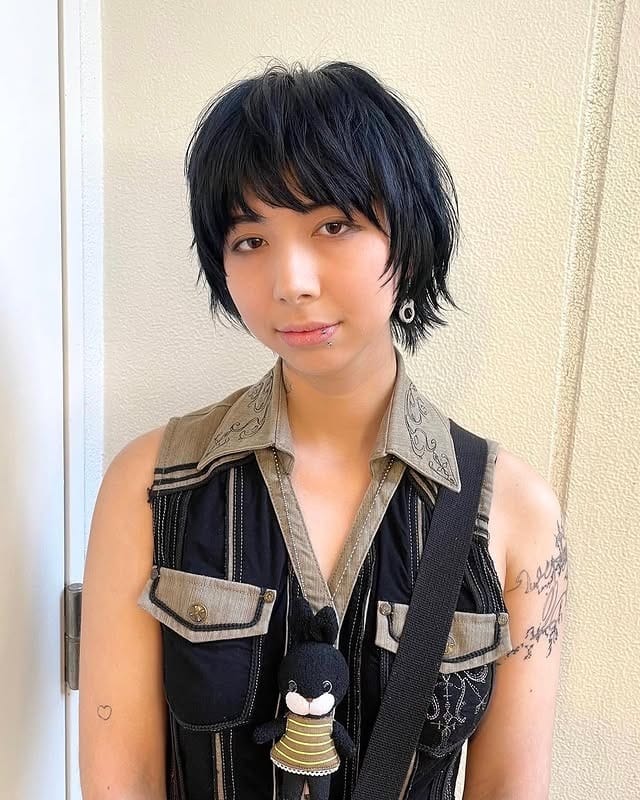 7. Black Choppy Micro Wolf Cut - Short Wolf Cut