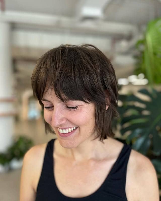 10. Natural Brown Short Wolf Cut with Textured Fringe - Short Wolf Cut