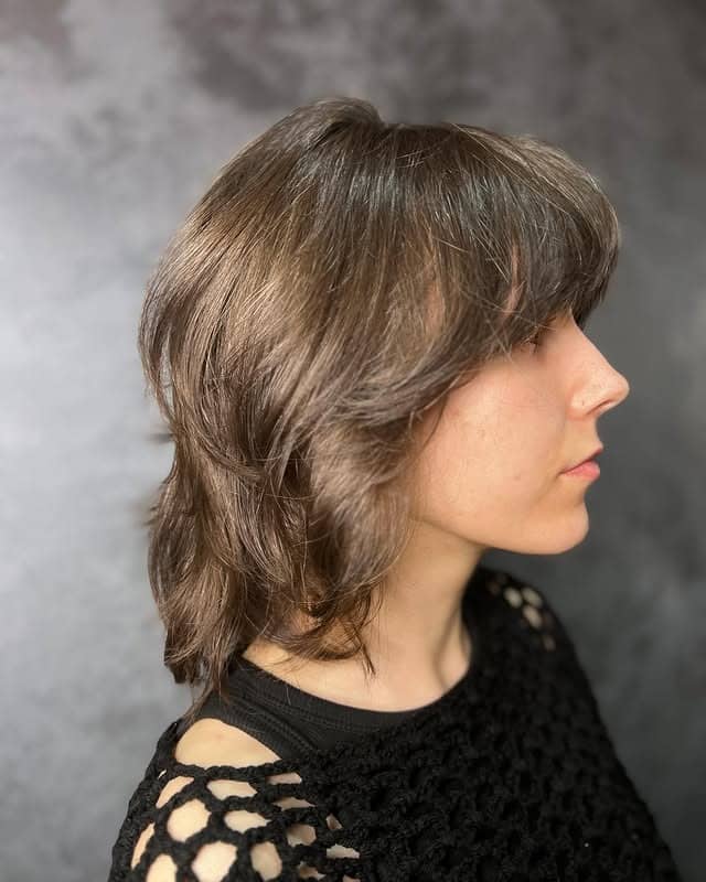 12. Mushroom Brown Feathered Wolf Cut - Short Wolf Cut